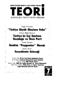 Öncü Parti ve Sosyalizmin Geleceği | Teori Temmuz 1990