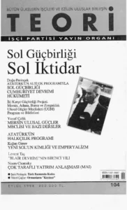 sol güçbirliği sol iktidar | Teori Eylul 1998